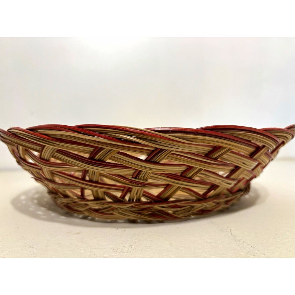 Round Wicker Decorative Basket 12 in Brown Rustic Basket Weave primitive